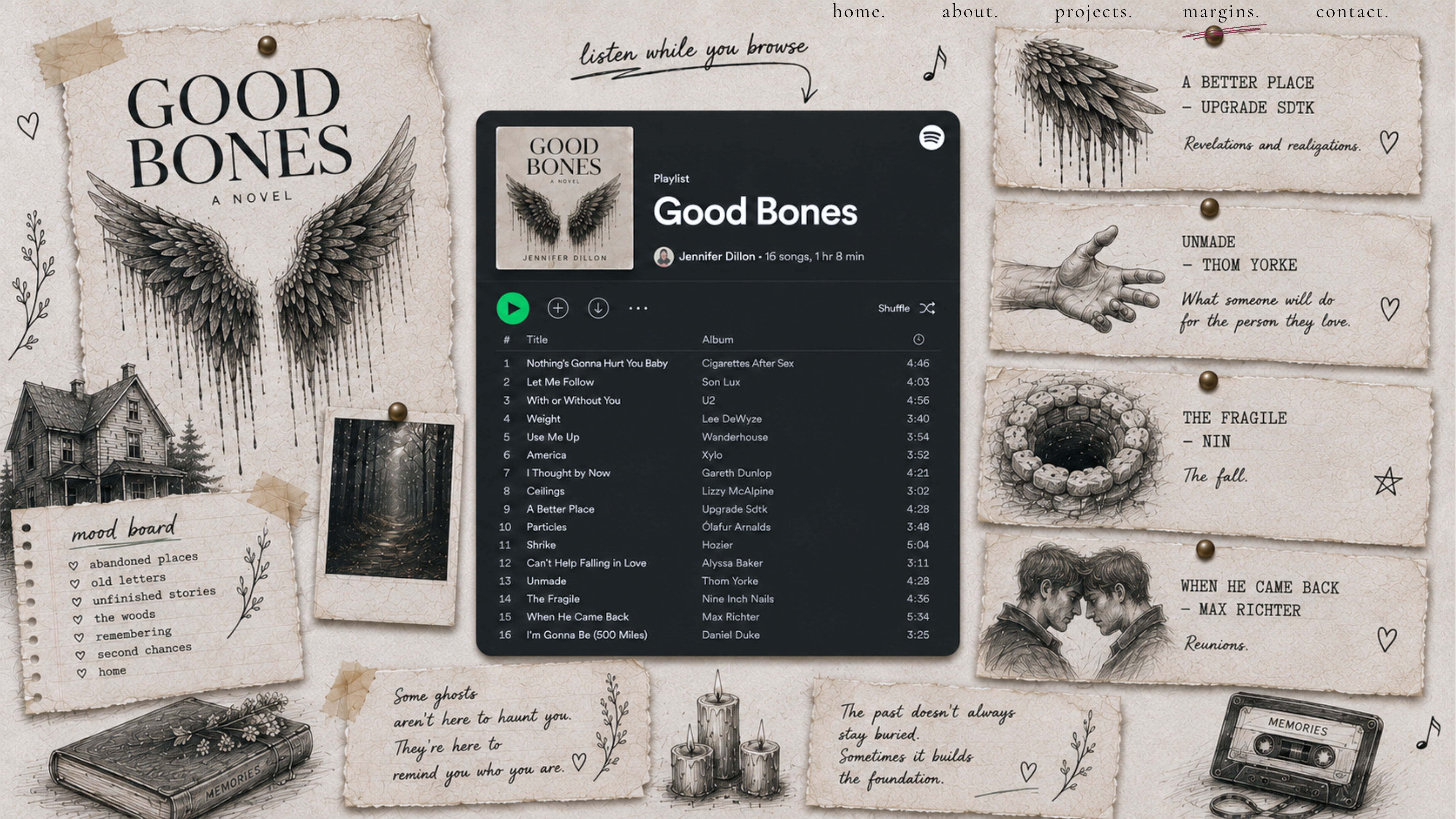 Good Bones Soundtrack page design